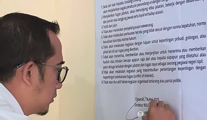 Pakta Integritas RSUD Cimacan, Dorong Pelayanan Bersih dan Transparan