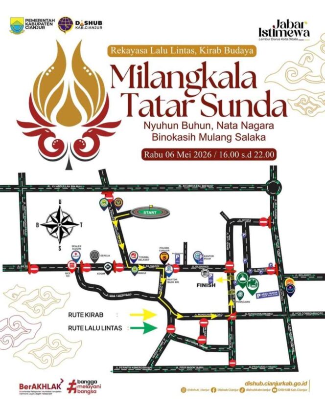 
					Kirab Budaya Milangkala Tatar Sunda Digelar Hari Ini, Sejumlah Jalan Protokol di Cianjur Ditutup Sementara